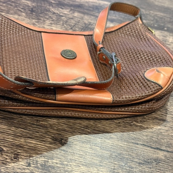 Vintage Brown and Tan Shoulder Bag with Leather Trim - Picture 2 of 6